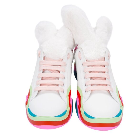 Dolce & Gabbana - DG Logo Rabbit Toy Low-Top Sneaker PORTOFINO White Pink EUR 40 - Picture 3 of 5